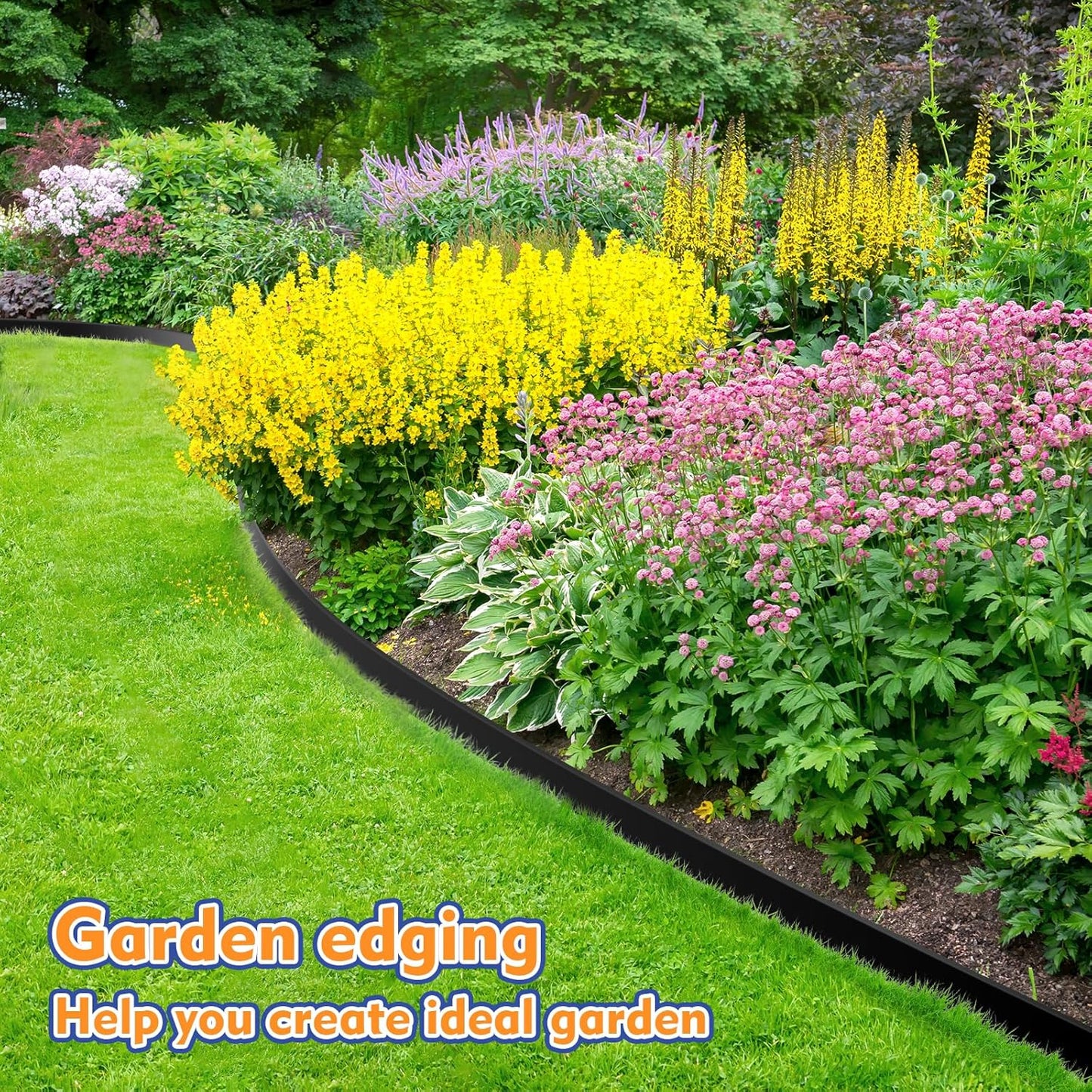2 Inch x 33 FT (Multiple Sizes Available) Landscape Edging, Garden Edging Borders with 40pcs Upgrade Stakes, Flexible No Dig Plastic Garden Border for Lawn, Landscaping, Flower Beds, tree and Yard