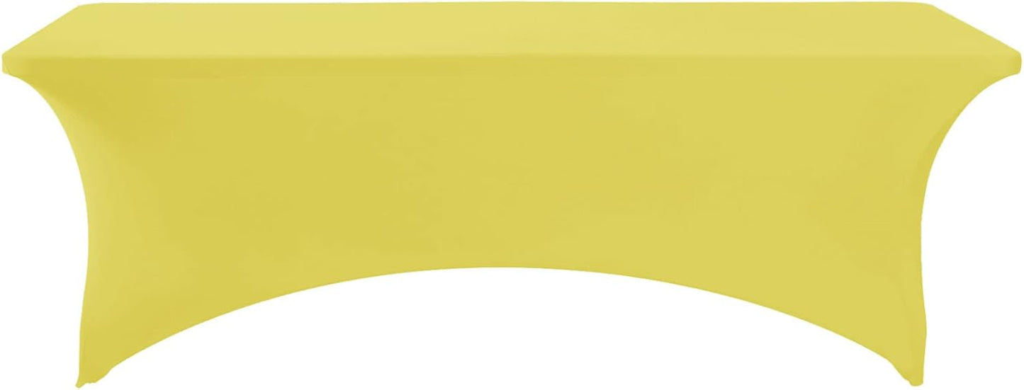 Spandex Table Cover for 8FT or 4ft or 6ft Table Universal Fitted Stretch Tablecloth for Party, Banquet, Wedding and Events-Yellow