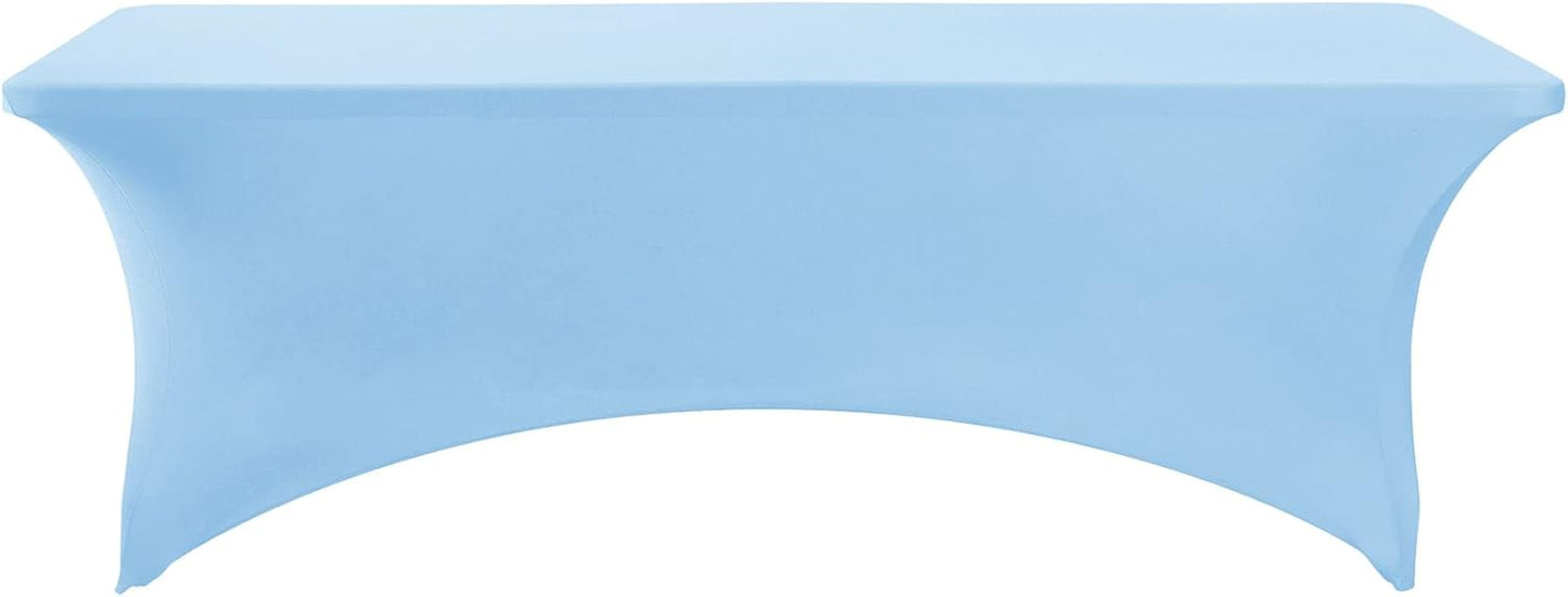 2Pack Spandex Table Cover for 8FT or 4ft or 6ft Table Universal Fitted Stretch Tablecloth for Party, Banquet, Wedding and Events-Blue Mist