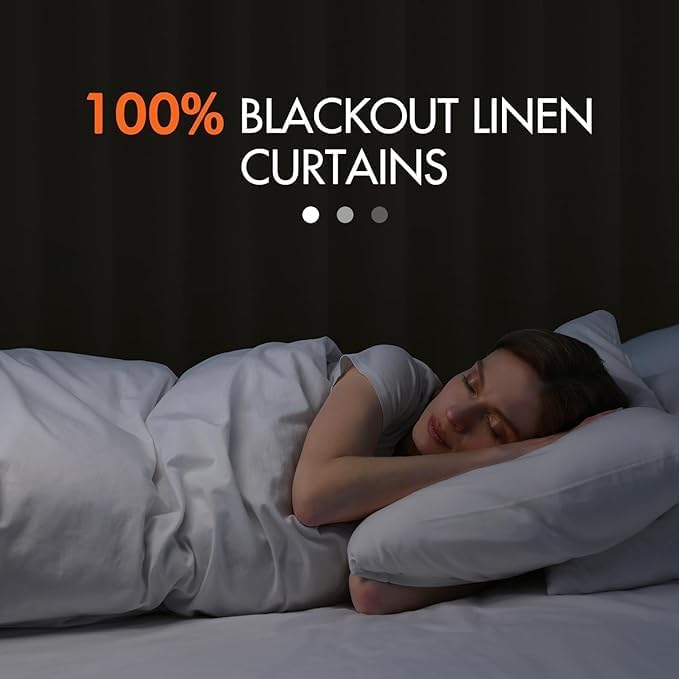 MIULEE 100% Blackout Curtains 120 Inch Long 2 Panels for Bedroom, Thick Luxury Faux Linen Black Out Curtain Room Darkening Back Tab Pleat Window Textured Drapes with Hooks for Living Room, Gery