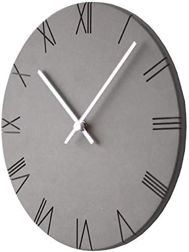 Stephanie Imports Modern Minimalist Concrete Hiding Gray Silent Wall Clock (Roman Numerals)