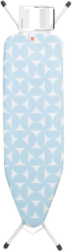 Brabantia Size B Ironing Board (49x15 in) 7 Height Options, Adjustable Steam Iron Rest Holder (Fresh Breeze) Non-Slip Feet, Anti-Collapse Child Locks
