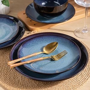 LERATIO Ceramic Dinnerware Sets for 12, 36 Pieces Plates and Bowls Sets, Reactive Glaze Dishes -Scratch Resistant, Dishwasher&Microwave Safe&Oven Safe