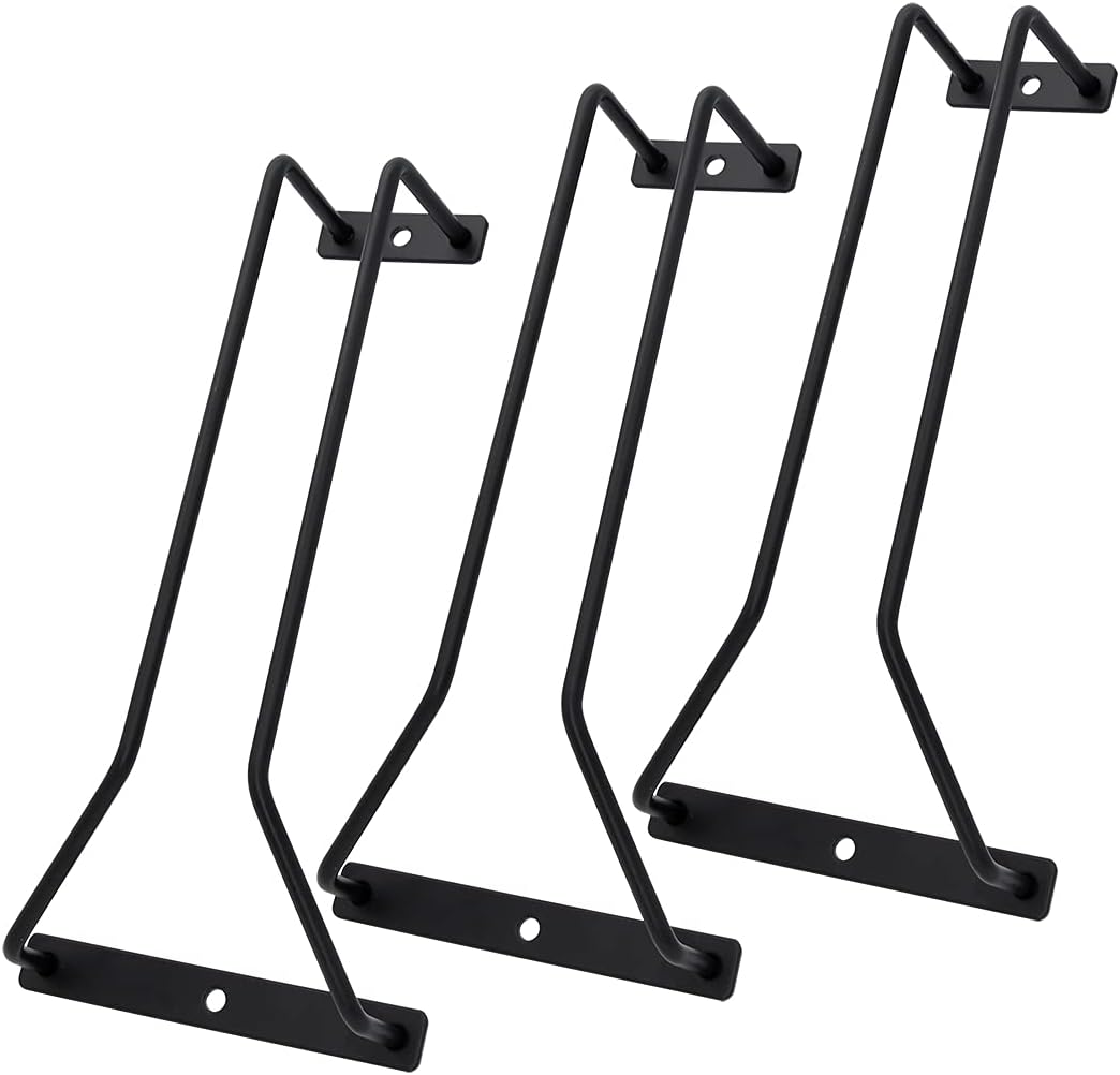 8.8-Inch Wine Glass Rack - Under Cabinet Stemware Wine Glass Holder Glasses Storage Hanger Metal Organizer for Bar Kitchen Black (1 Rows, 3 Pack)