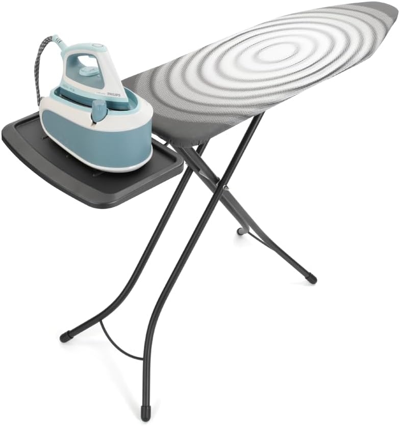Brabantia - Ironing Board C - Extra Large Steam Unit Holder - Adjustable in Height - Non-Slip Rubber Feet - Cotton Cover with Foam Layer - Foldable XL Unit - Titan Oval - 49 x 18 inches