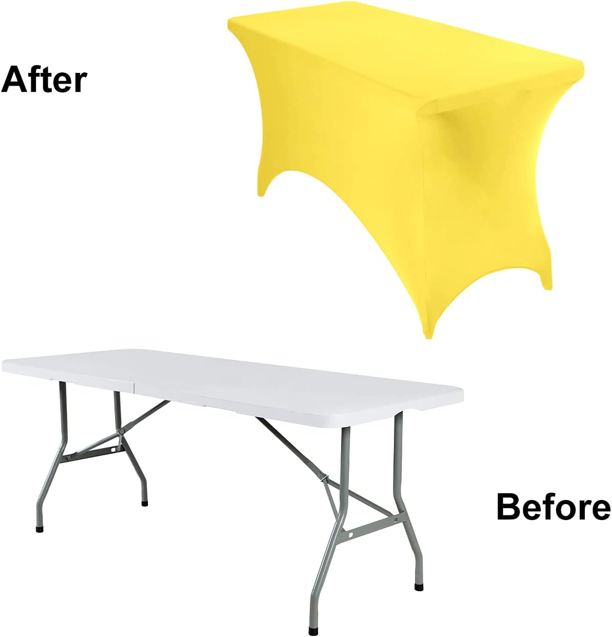 2Pack Spandex Waterproof Table Covers 4ft，Spandex 4ft Waterproof Table Cover for Party,Wedding, Banquet, and Events(Yellow)