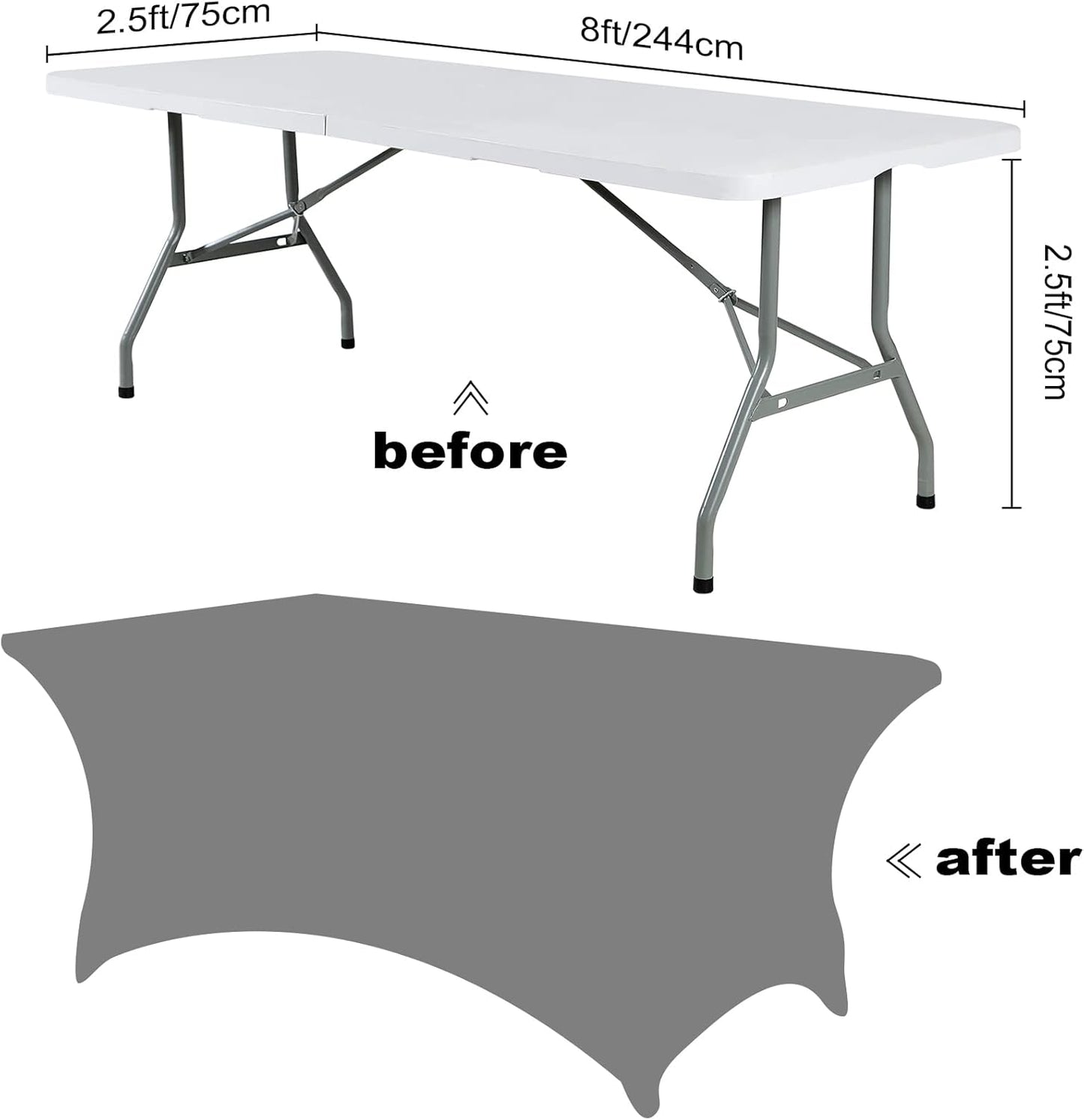 SuperO 2Pack Waterproof Spandex Table Cover for 8FT Table Universal Fitted Stretch Tablecloth for Party, Banquet, Wedding and Events-Orange