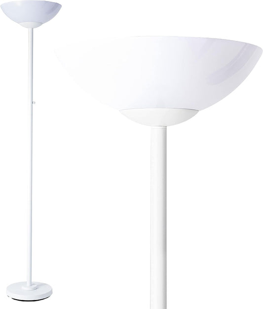 Super Bright Floor Lamp 8000LUMEN - DIMMABLE 30K Energy-Efficient Standing Lamp with Cement Base, for Living Room and Bedroom - Matte Finish, Modern and Elegant Design (White)