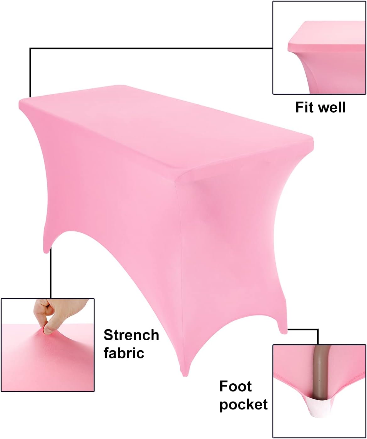 Spandex 4ft Waterproof Table Cover for Party,Wedding, Banquet, and Events(Pink)