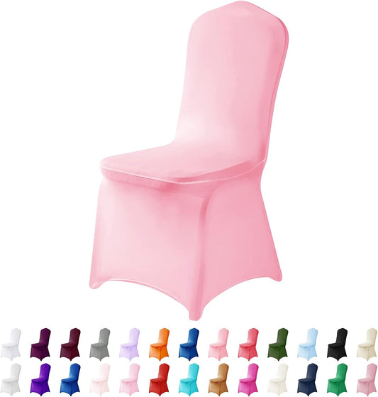 Spandex Chair Covers, 12PCS, Washable Protector for Living Room, Party, Banquet, Wedding, Hotel (Pink)