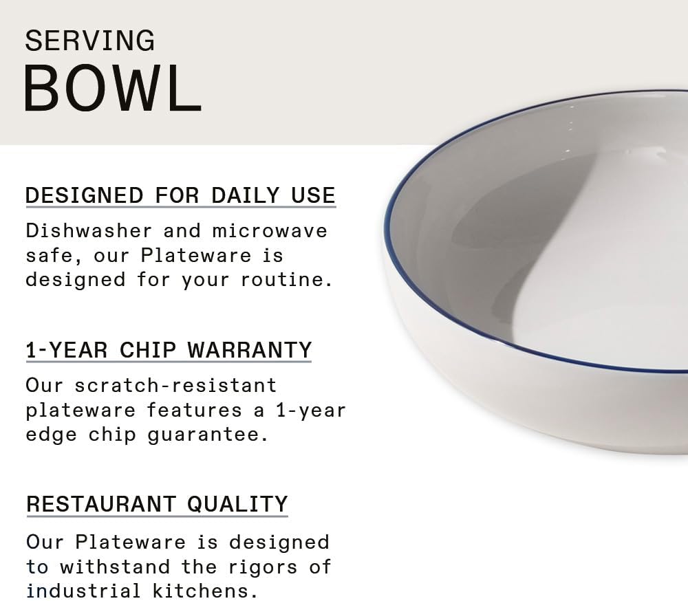 Made In Cookware - Serving Bowl - White With Navy Rim - Porcelain - Crafted in England