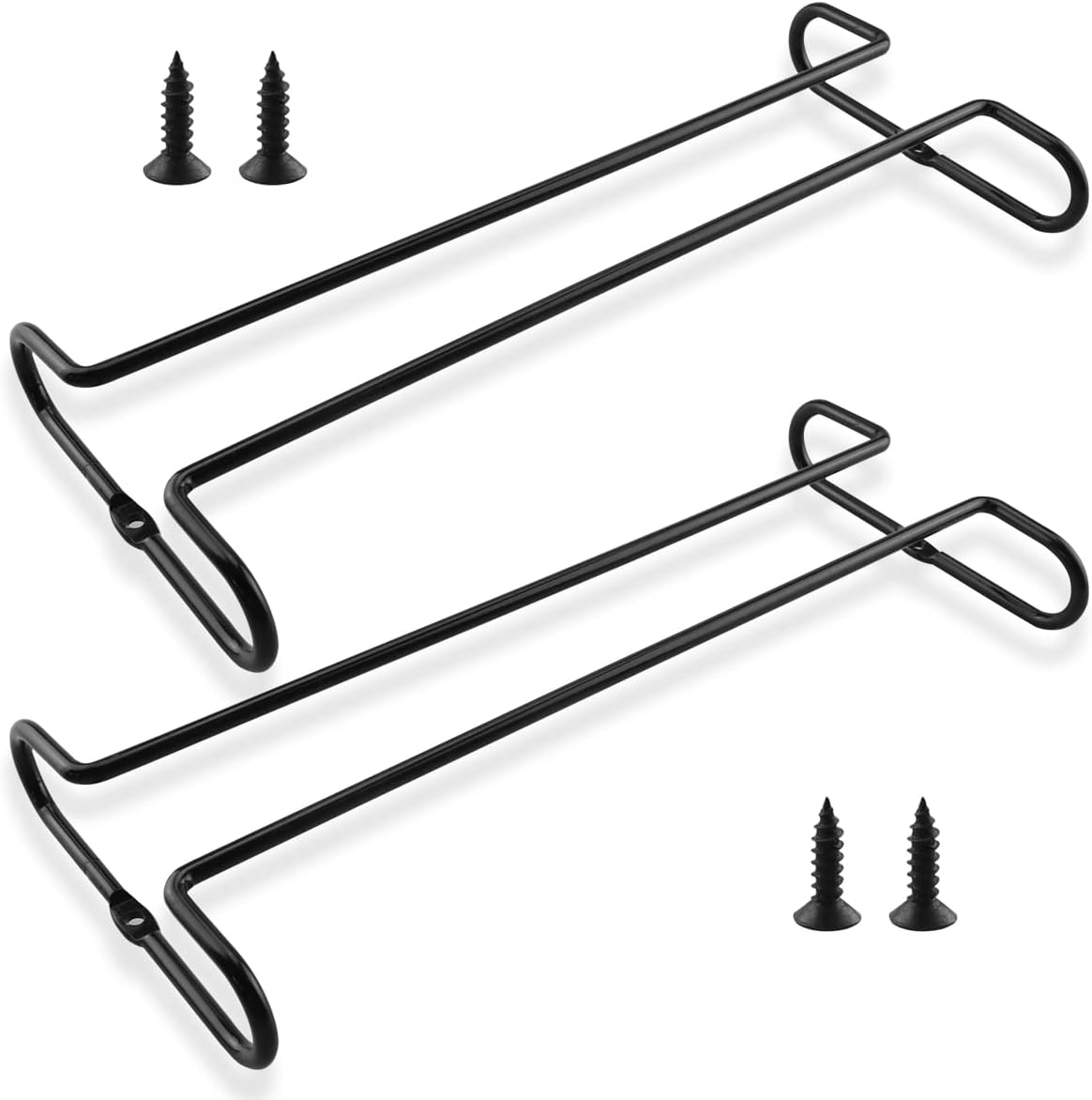 Enenes Heavy Duty Metal Stemware Rack 2 Pack, 10.3 Inch Under Cabinet Hanging Wine Glass Holder for Kitchen Bar, Organize Cups, Goblets, Wine Glasses