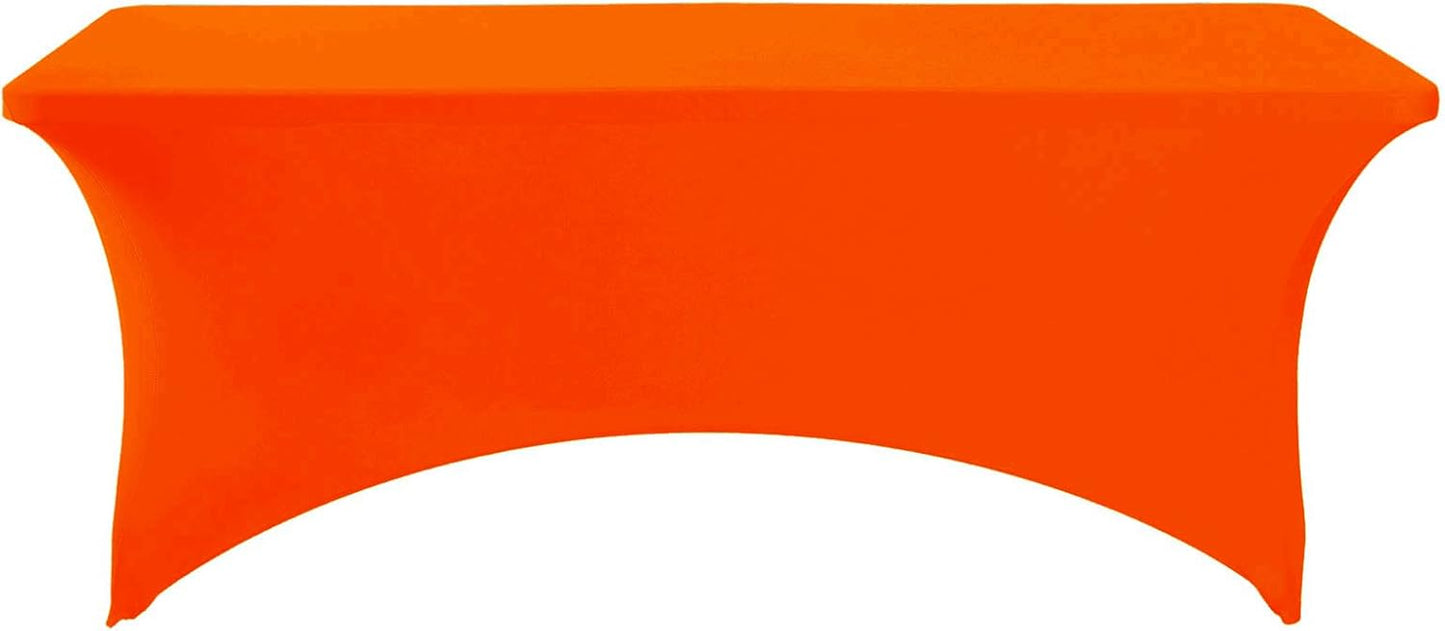 Spandex Table Cover for 6Ft or 4fT or 8ft Table Universal Fitted Stretch Tablecloth for Party, Banquet, Wedding and Events-Neon Orange