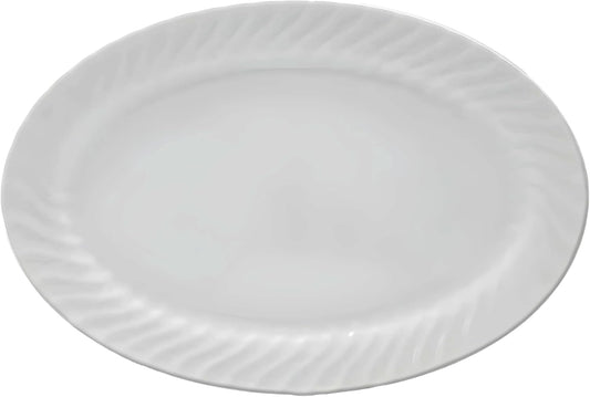 Lynns Paradise Imperial White 14-Inch Oval Platter, Set of 2, White; Heavy Duty; Chip Resistant; Lead and Cadmium Free; Freezer to Oven Safe up to 500°F