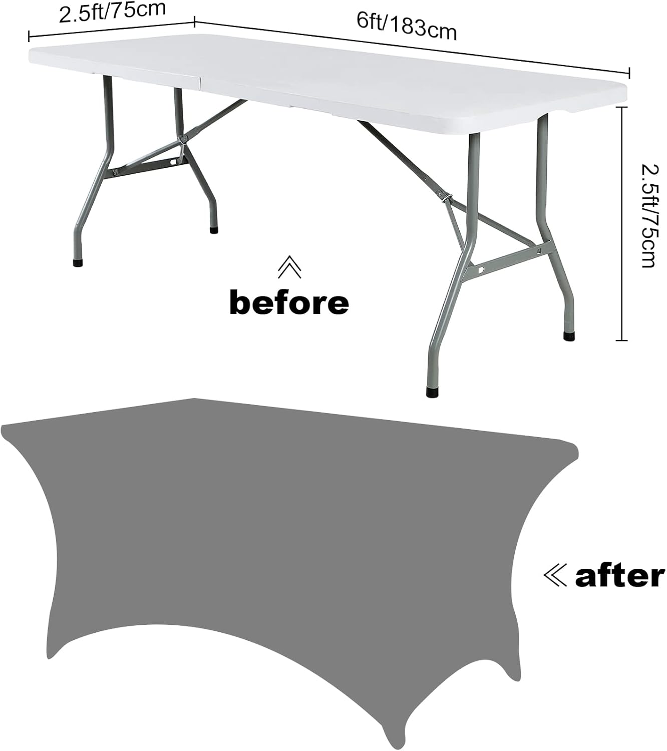 SuperO Waterproof Spandex Table Cover for 6FT Table Universal Fitted Stretch Tablecloth for Party, Banquet, Wedding and Events-Lavender