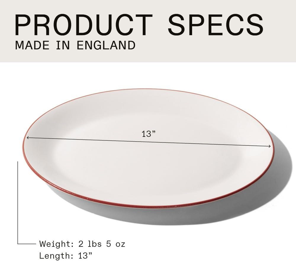 Made In Cookware - Serving Platter - White With Red Rim - Porcelain England