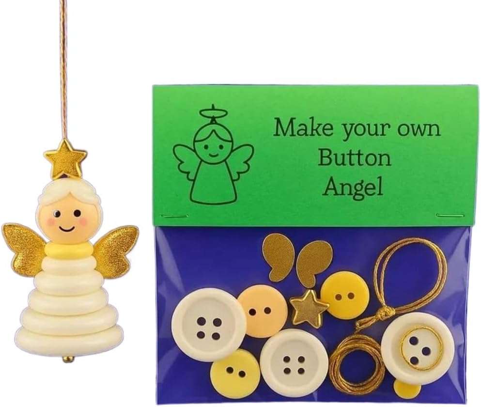 DIY Christmas Button Ornament Making Set - Snowman/Santa/Angel, Fun Holiday Craft Kit for All Ages, Ideal Xmas Tree Hanging Decor & Festive Gifts (6pcs-A)