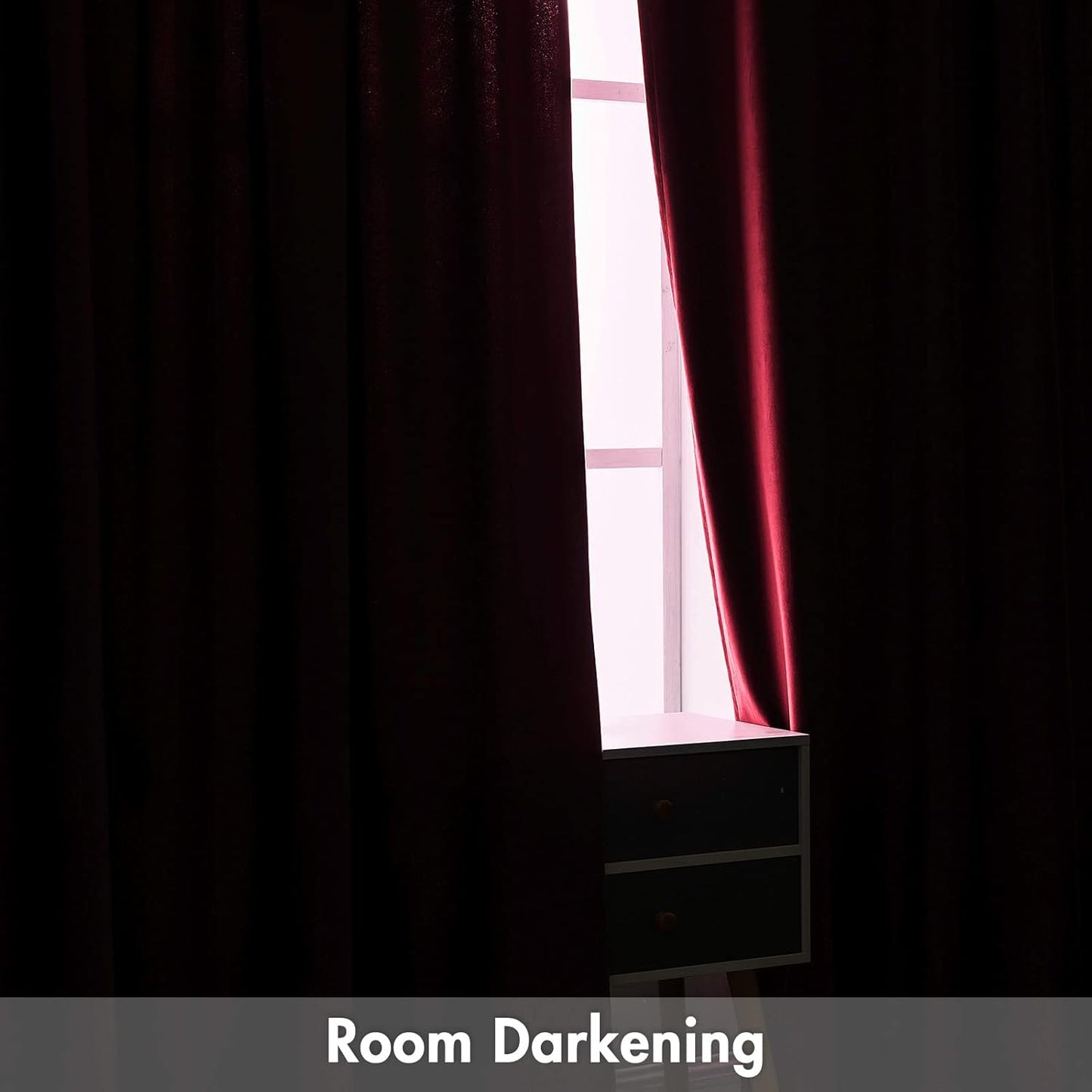 MIULEE Burgundy Velvet Curtains Thermal Insulated Blackout Curtain Christmas Drapes for Bedroom Living Room Darkening 63 Inches Long Curtains Panels Rod Pocket Set of 2