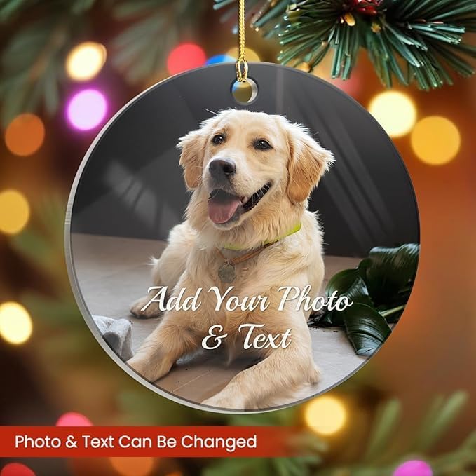 Personalized Dog Photo Christmas Ornaments, Custom Dog Acrylic Ornament with Pictures, Gifts for Christmas Dog Lovers, Dog Mom Dad