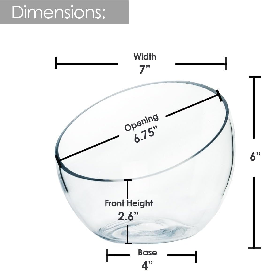 Craft And Party, Slantted Glass Cut Bubble Bowl, 6" Height x 7" Width Slantted Bubble vase for Terraium, Flower vase Centerpiece, Set of 4