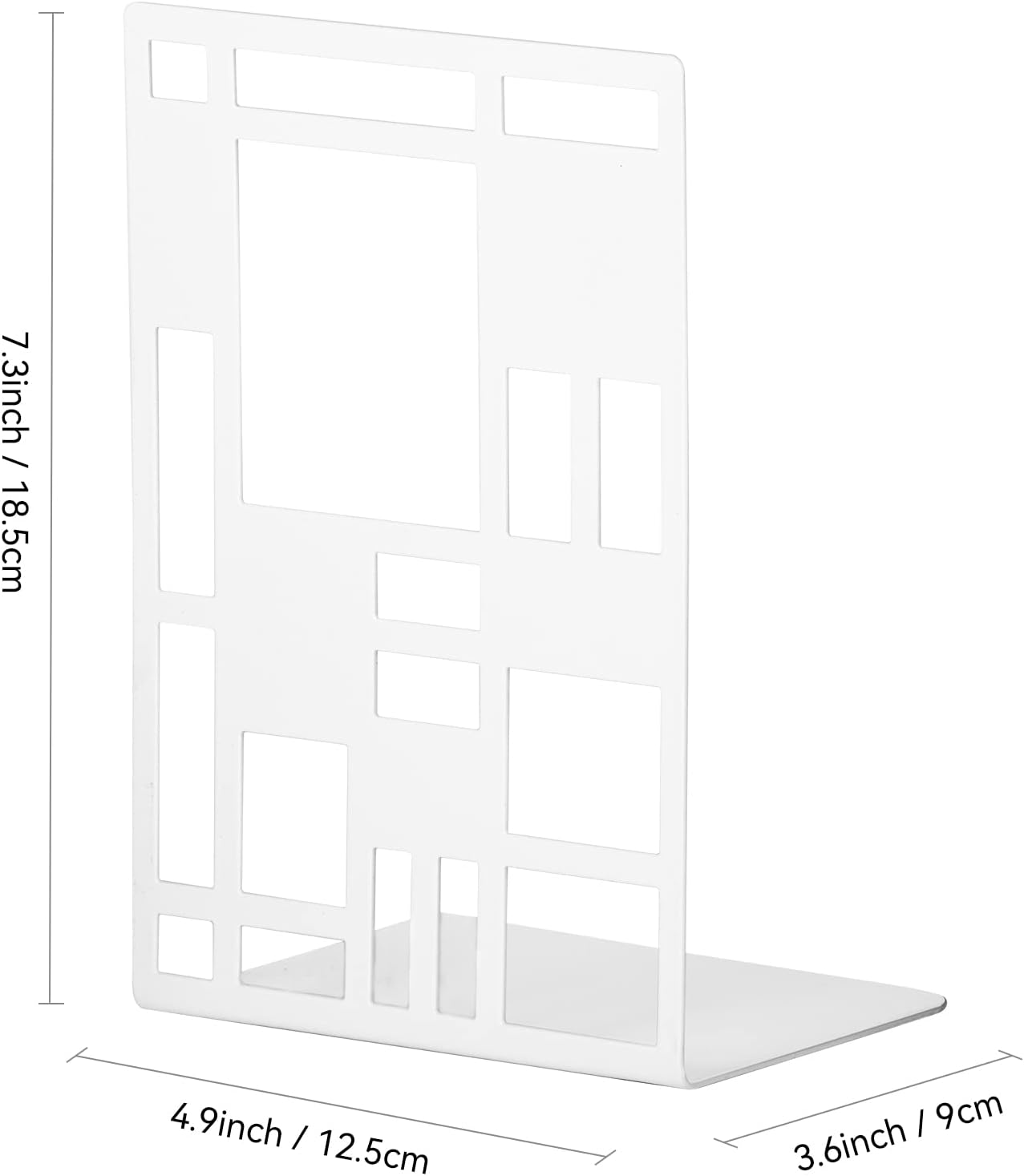 INNPLUS Heavy-Duty Metal Bookends, 6 Pair, White, Anti-Slip Foam Pads, Perfect for Heavy Books, Office, Home