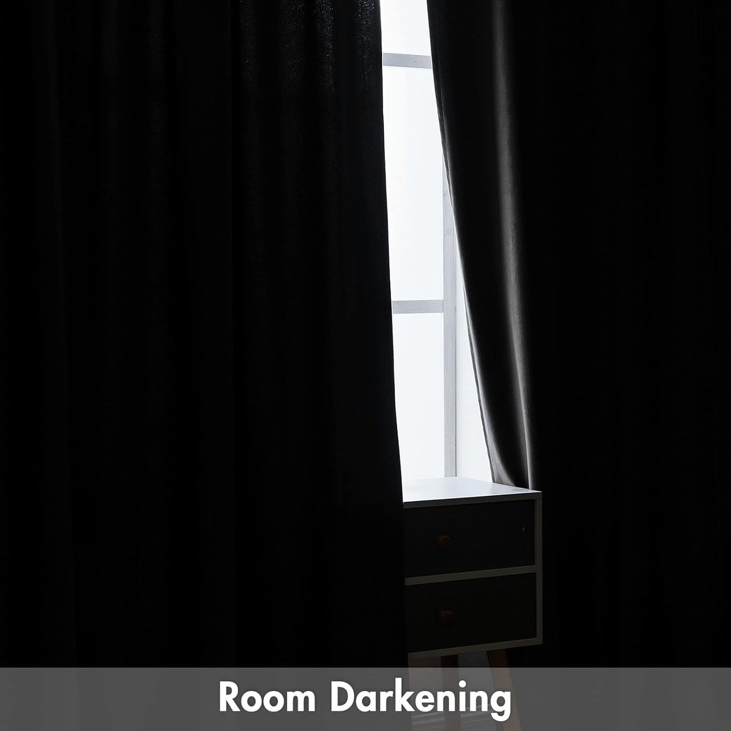 MIULEE Black Velvet Curtains Thermal Insulated Blackout Curtain Drapes for Bedroom Living Room Darkening 96 Inches Long Curtains Panels Rod Pocket Set of 2