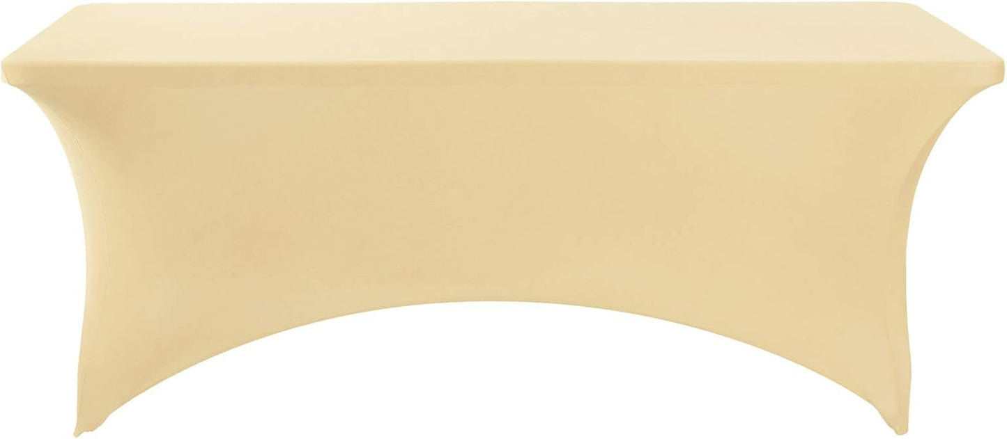 Spandex Table Cover for 6Ft or 4fT or 8ft Table Universal Fitted Stretch Tablecloth for Party, Banquet, Wedding and Events-Champagne