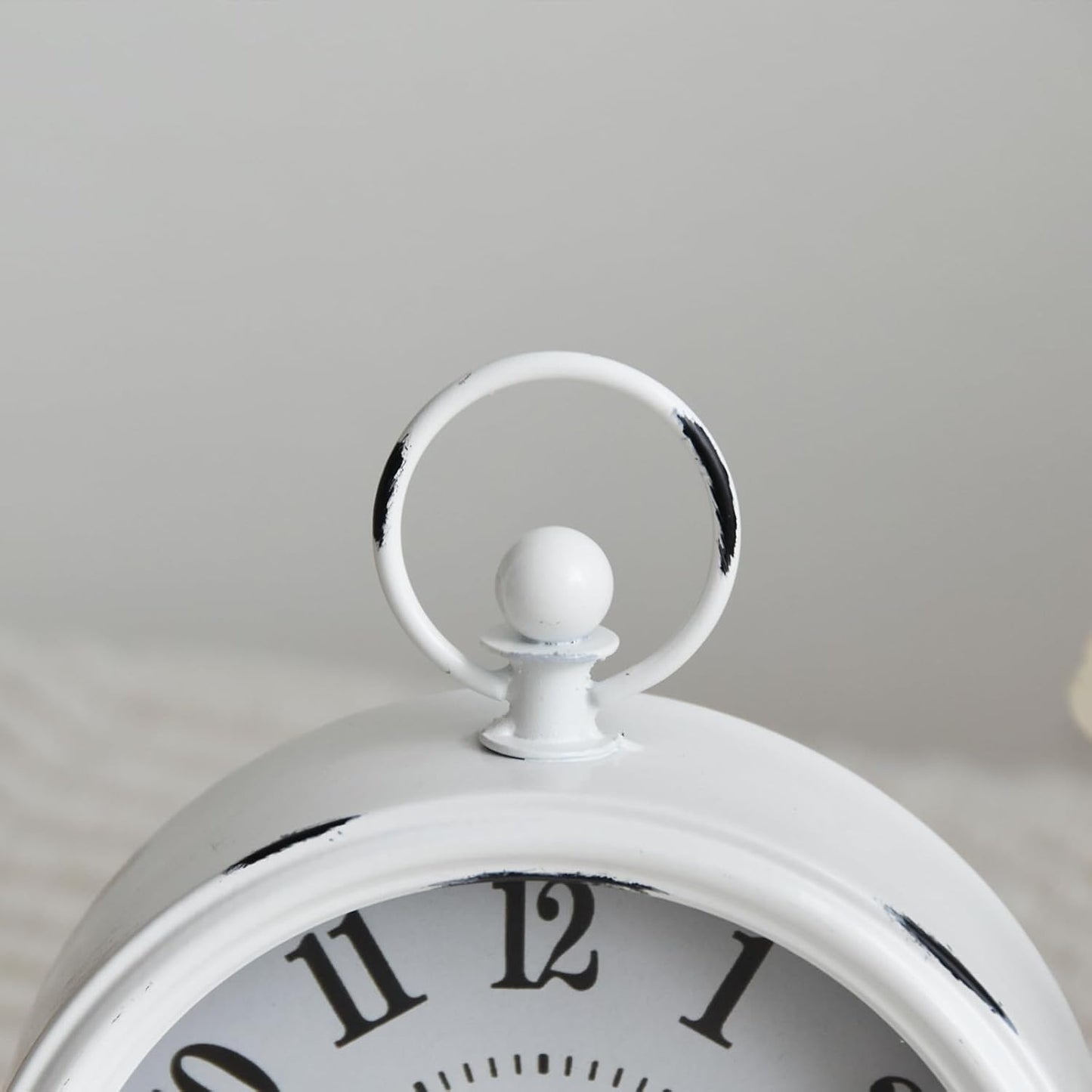 Small white table clock Vintage Rustic White Table Clock on Stand, Decorative Desk and Shelf Clock Farmhouse Mantel Clock Rustic Non-Ticking Clock