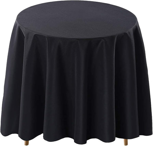 Surmente Black Tablecloth for Round Tables, 70-inch Round Table Cloths for Weddings, Banquets, or Restaurants