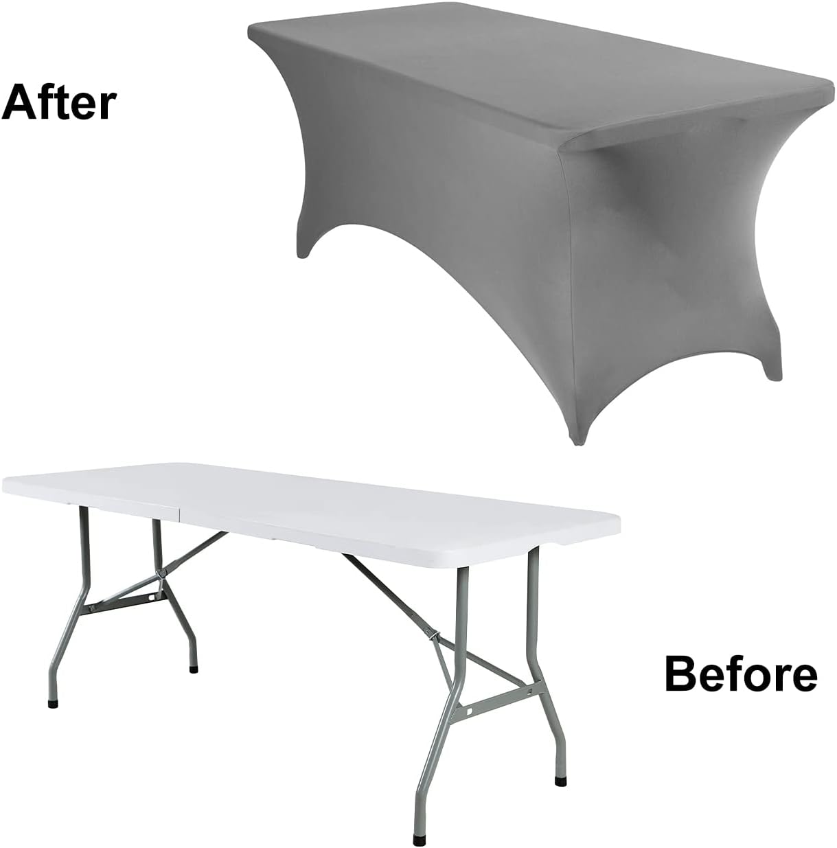 2Pack Spandex Waterproof Table Covers 6ft，Spandex 6ft Waterproof Table Cover for Party,Wedding, Banquet, and Events(Gary)