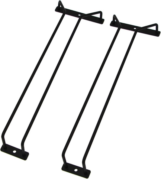 14-Inch Black Wine Glass Rack, Under Cabinet Wine Glass Holder, Stemware Rack, Hanging Stemware Holder, Set of 2