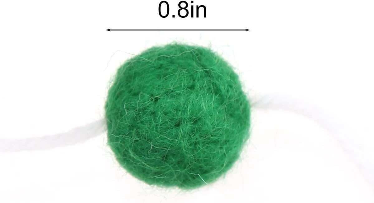 36PC 9.8 Feet Felt Wool Balls Garland 4/5 Inch Hanging String Kit for Christmas Tree Garland Holiday Decoration Birthday Wedding Baby Shower Party Wall Decorations