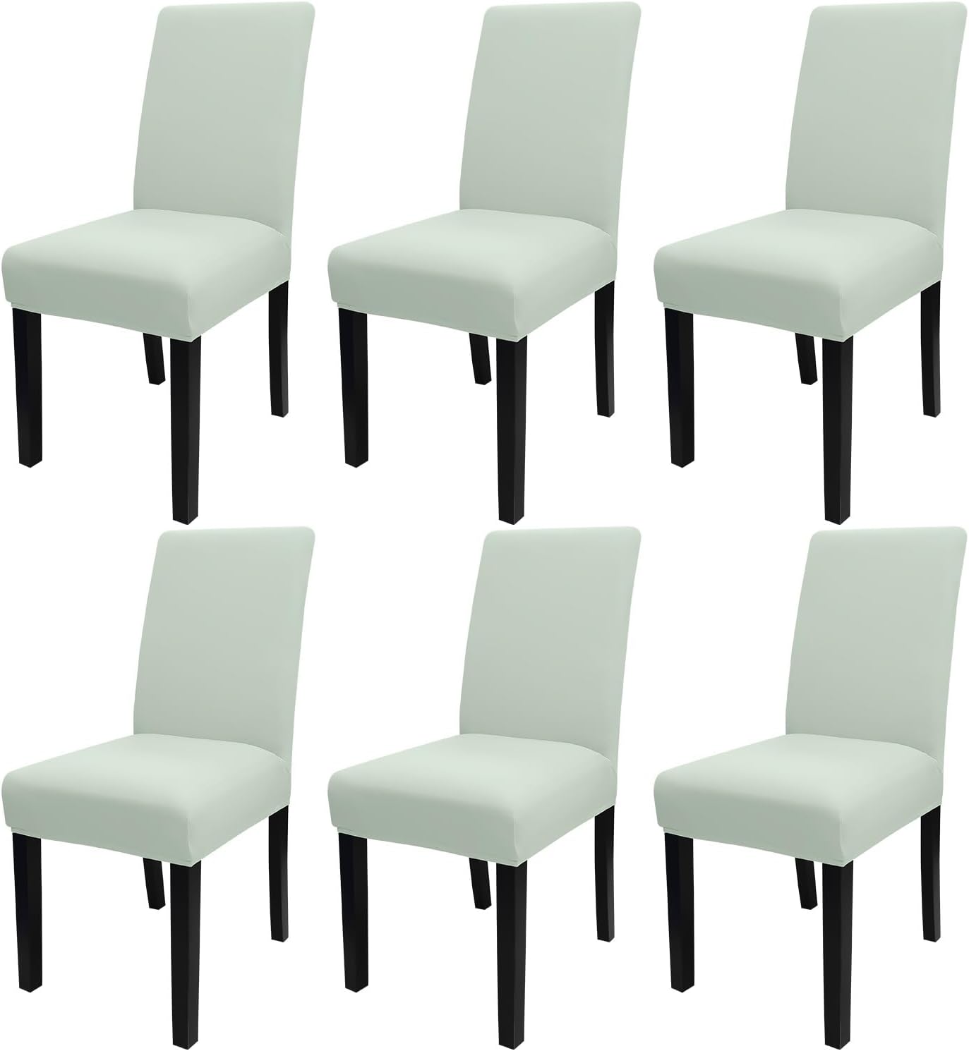 JQinHome Smoke Green Chair Covers for Dining Room Set of 6, High Stretch Removable Washable Parsons Chair Slipcover for Home Party Hotel Wedding Ceremony (6PCS,Smoke Green)