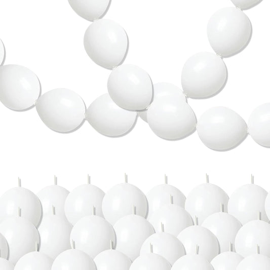 White Quick Link Balloons - 100PCS Linking Balloons for Wedding, Birthday, Baby Shower, Engagement, Graduation Party Decorations (10inch)