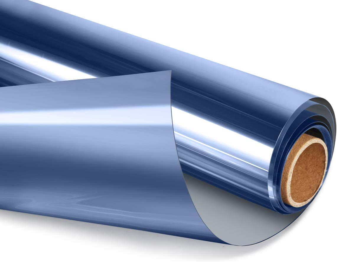 HIDBEA One Way Window Film Daytime Privacy, Heat Control UV Blocking Reflective Mirror Window Tint for Home, Non-Adhesive Self Static Cling Window Stickers (Blue-Silver, 35.4 Inch x 8.2 Feet)