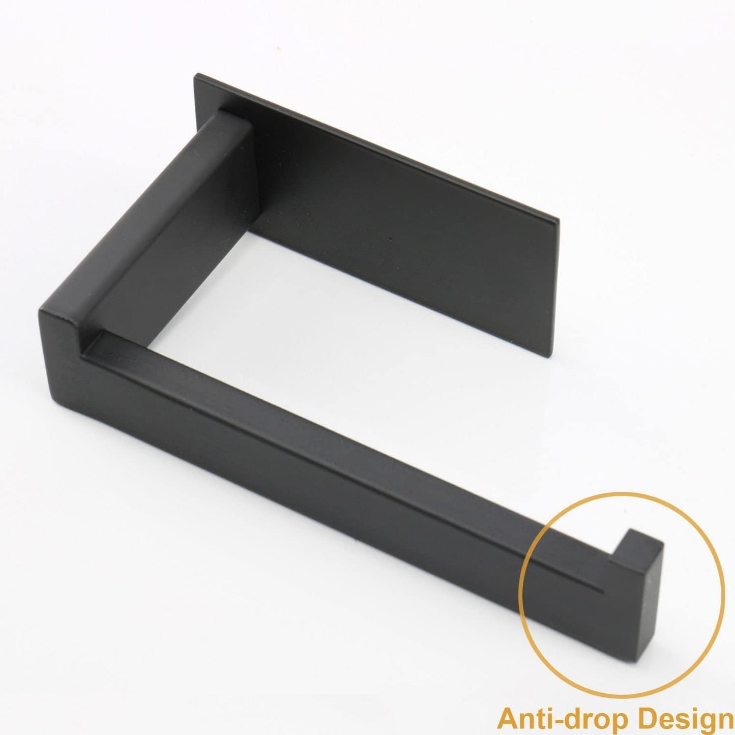 Toilet Paper Holder, Self Adhesive Tissue Holder Stainless Steel Rustproof Paper Roll Holder, No Drilling Easy to Install, Toilet Paper Rack Suitable for Office, Bathroom (2, Matte Black)