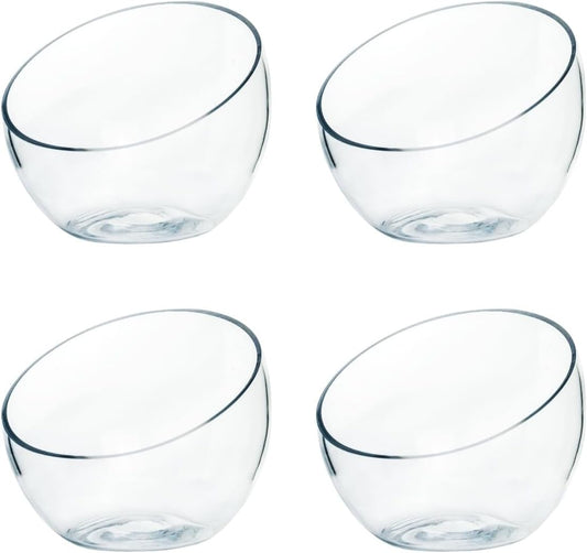Craft And Party, Slantted Glass Cut Bubble Bowl, 6" Height x 7" Width Slantted Bubble vase for Terraium, Flower vase Centerpiece, Set of 4