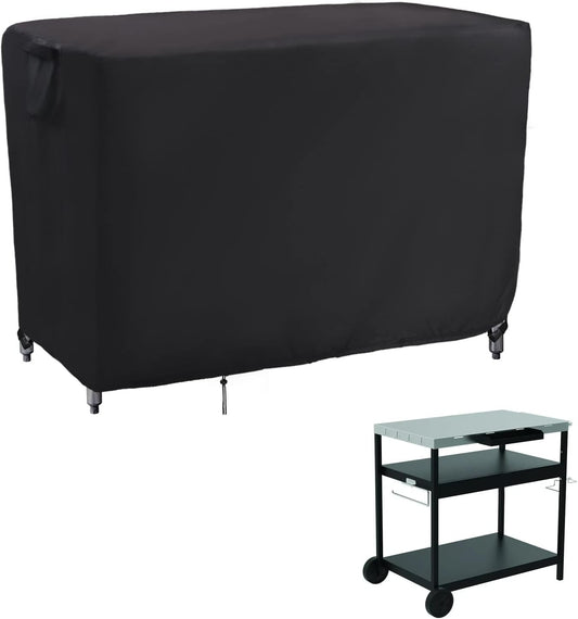 Kingling Grill Cart Cover, Waterproof Outdoor Prep Table Cover 46 Inch Stainless Steel Outdoor Patio Table Covers Rectangular for Metal Prep Cart Protection -46''L x 25''W x 40''H (Black)