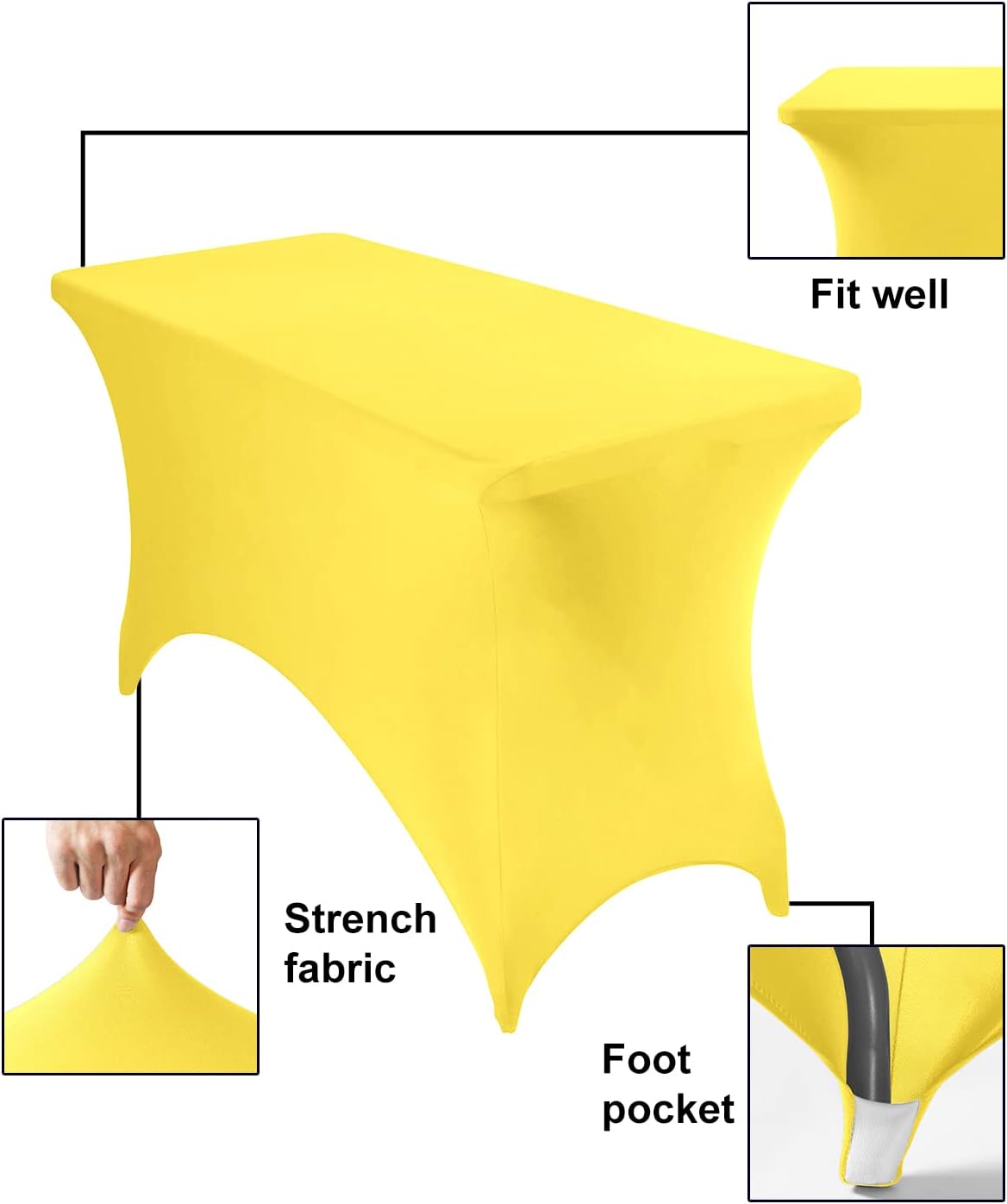 Spandex 4ft Waterproof Table Cover for Party,Wedding, Banquet, and Events(Yellow)