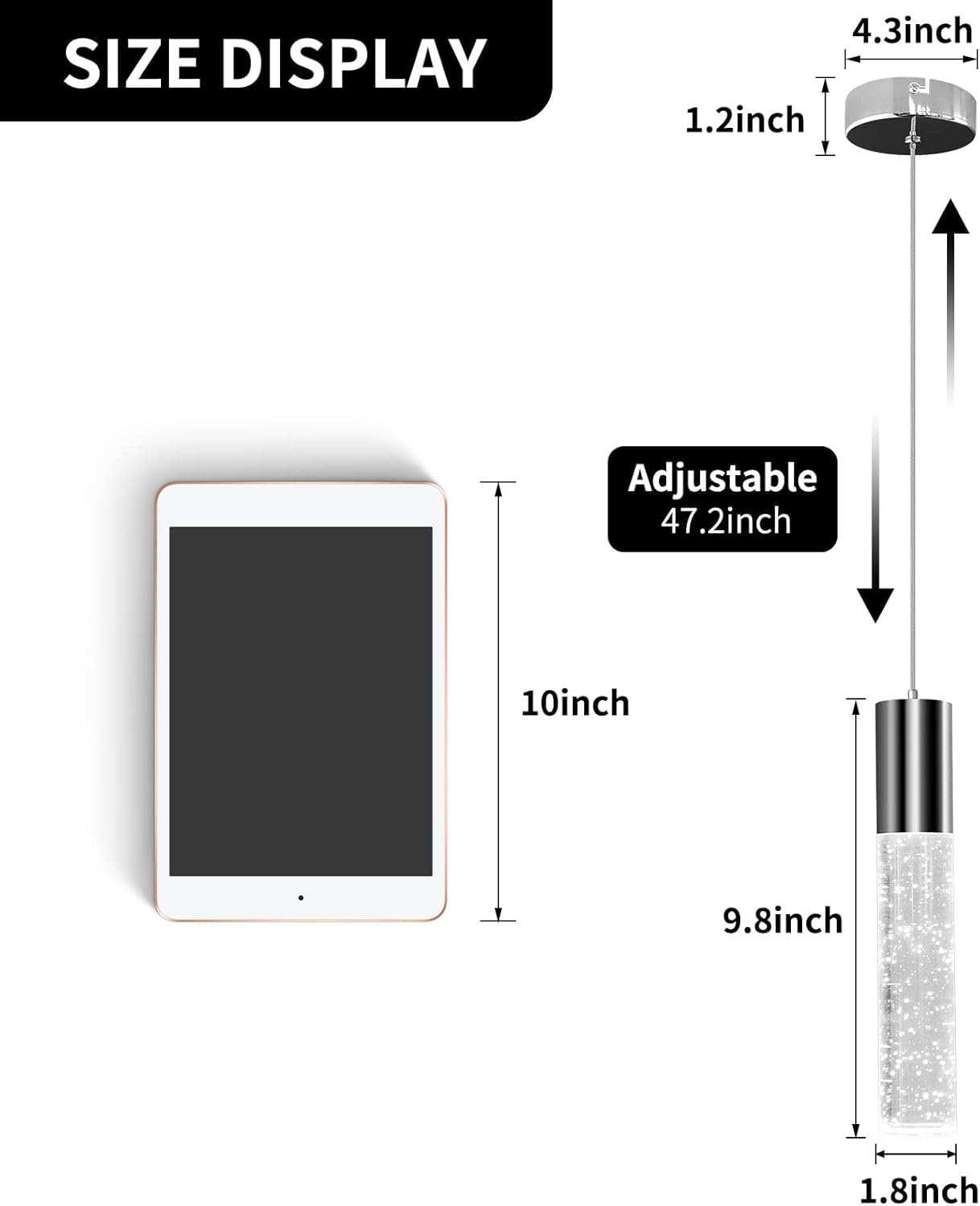 OKELI Modern Pendant Lights,LED Bubble Crystal Kitchen Island Light Fixtures,Chrome Mini Single Pendant Lighting for Kitchen Island,Bar,6W,6000K,ETL,3Pack