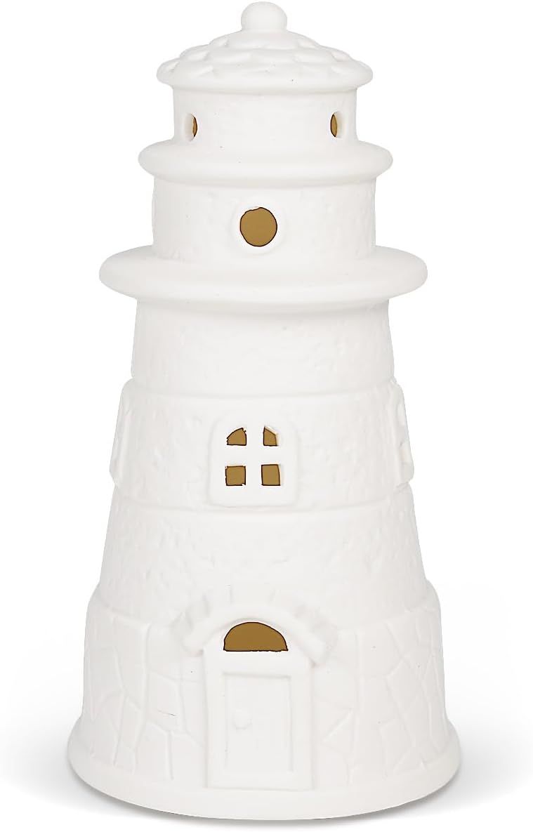 White Ceramic Lighthouse Statue Lamp - Light House Book Shelf Decor Aesthetic,Beach Themed Room Decor,Nautical Coastal Ocean Decor for Home Bedroom Bathroom Living Room