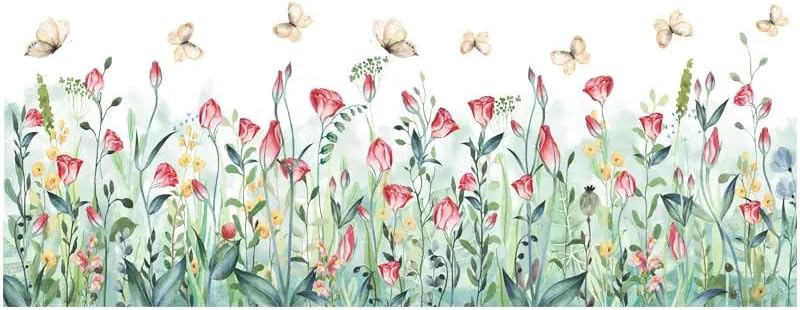 Set of 28x20 Inch Size Hello Spring Summer Window Cling Sticker Tulip, Flower and Butterfly Window Stickers, Spring and Summer Decor, Home, Shop, Party Window Glass Display Stickers (Floral)