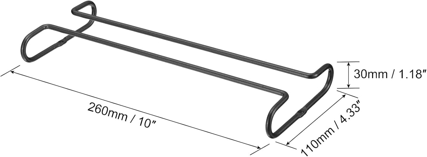 uxcell Wine Glass Rack Under Cabinet, 4Pcs 10-Inch Stemware Wine Glass Hanging Rack Stainless Steel Wine Glass Organizer Storage Hanger for 5.5mm Stemware Column, Black