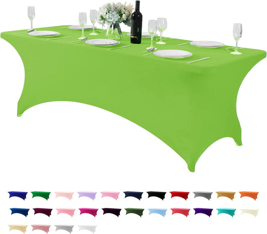 Spandex Table Cover for 8FT or 4ft or 6ft Table Universal Fitted Stretch Tablecloth for Party, Banquet, Wedding and Events-Apple Green