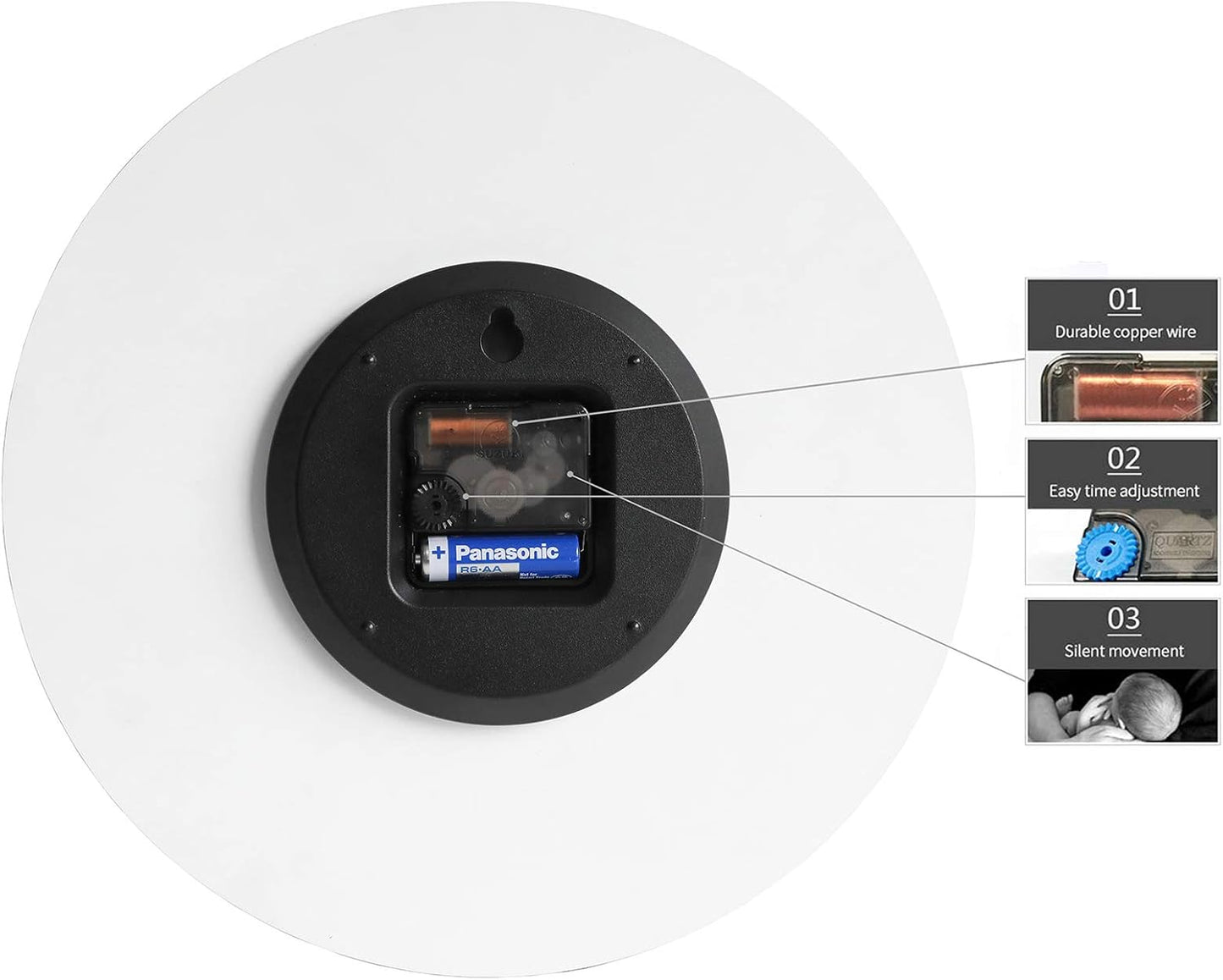 Stephanie Imports Modern Minimalist Dark Concrete Gray Silent Wall Clock (Yellow)