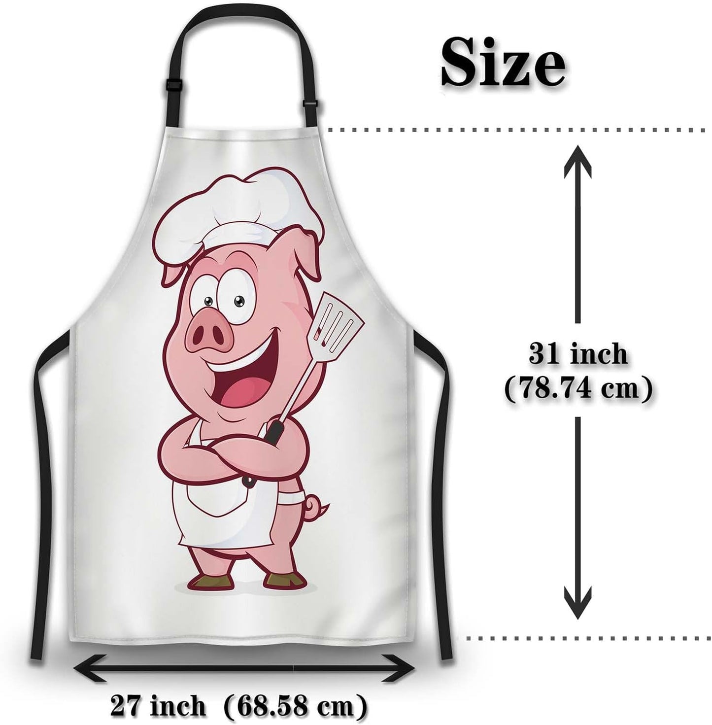 Kitchen Apron for Men Pig Chef Women Aprons for Cooking Restaurant BBQ Painting Crafting Gardening 27” (W) x 31” (H), Waterproof Apron