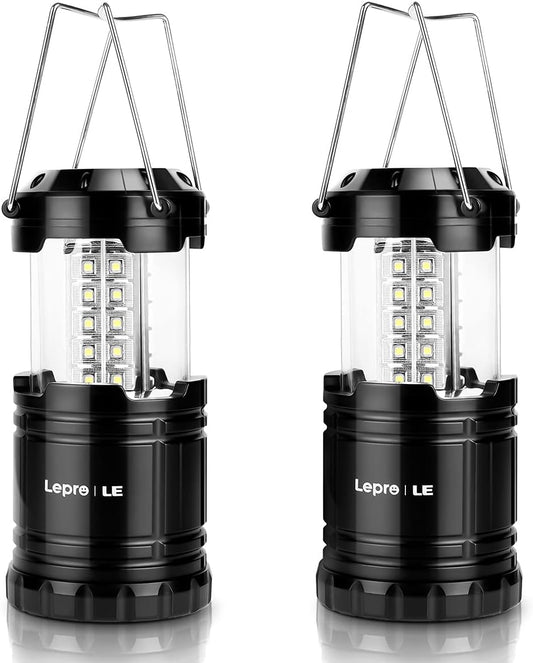 Lepro LED Camping Lanterns Battery Powered, Collapsible, IPX4 Water Resistant, Outdoor Portable Lights for Emergency, Hurricane, Storms and Outages