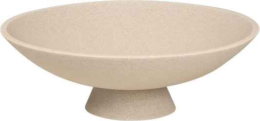 Decorative fruit bowl for Home Decor Large Modern Handicraft Key Bowl for Entryway Table Stylish Centerpiece Purse Bowl Pedestal bowl for Kitchen Counter Coffee Table(Artificial Stone Beige)