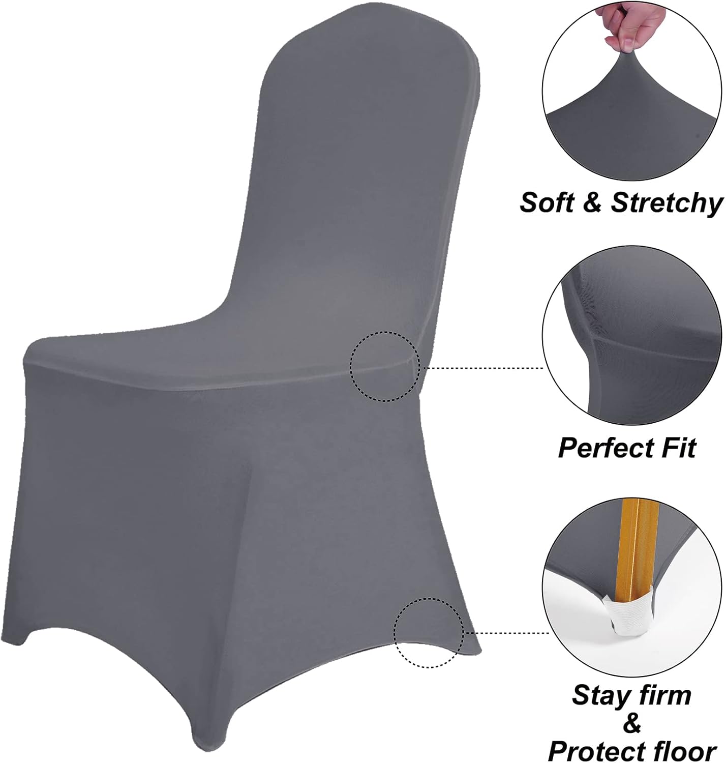 SUPERO Waterproof Spandex Chair Cover 25PCS, Stretch Dining Chair Covers, Polyester Outdoor Chair Covers, Protector Stretch Chair Cover for Party Universal, Banquet, Wedding Event, Hotel(Grey)