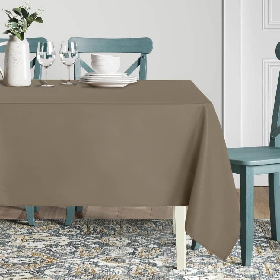 sancua Rectangle Tablecloth - 70 x 120 Inch - Stain and Wrinkle Resistant Washable Polyester Table Cloth, Decorative Fabric Table Cover for Dining Tables, Buffet Parties and Camping, Taupe